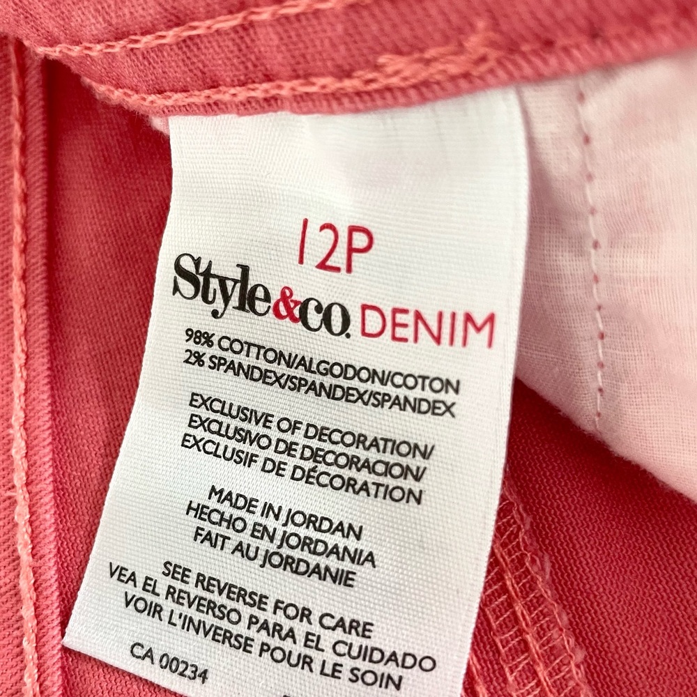 Style & Co Coral Pink High Rise Slim Leg Jeans Size 12P - Picture 9 of 11